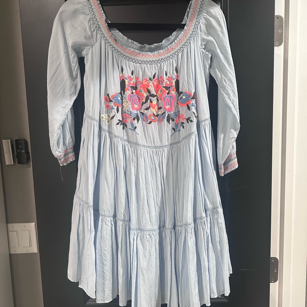 FREE PEOPLE Sunbeams Mini Dress NWOT SZ XL Blue